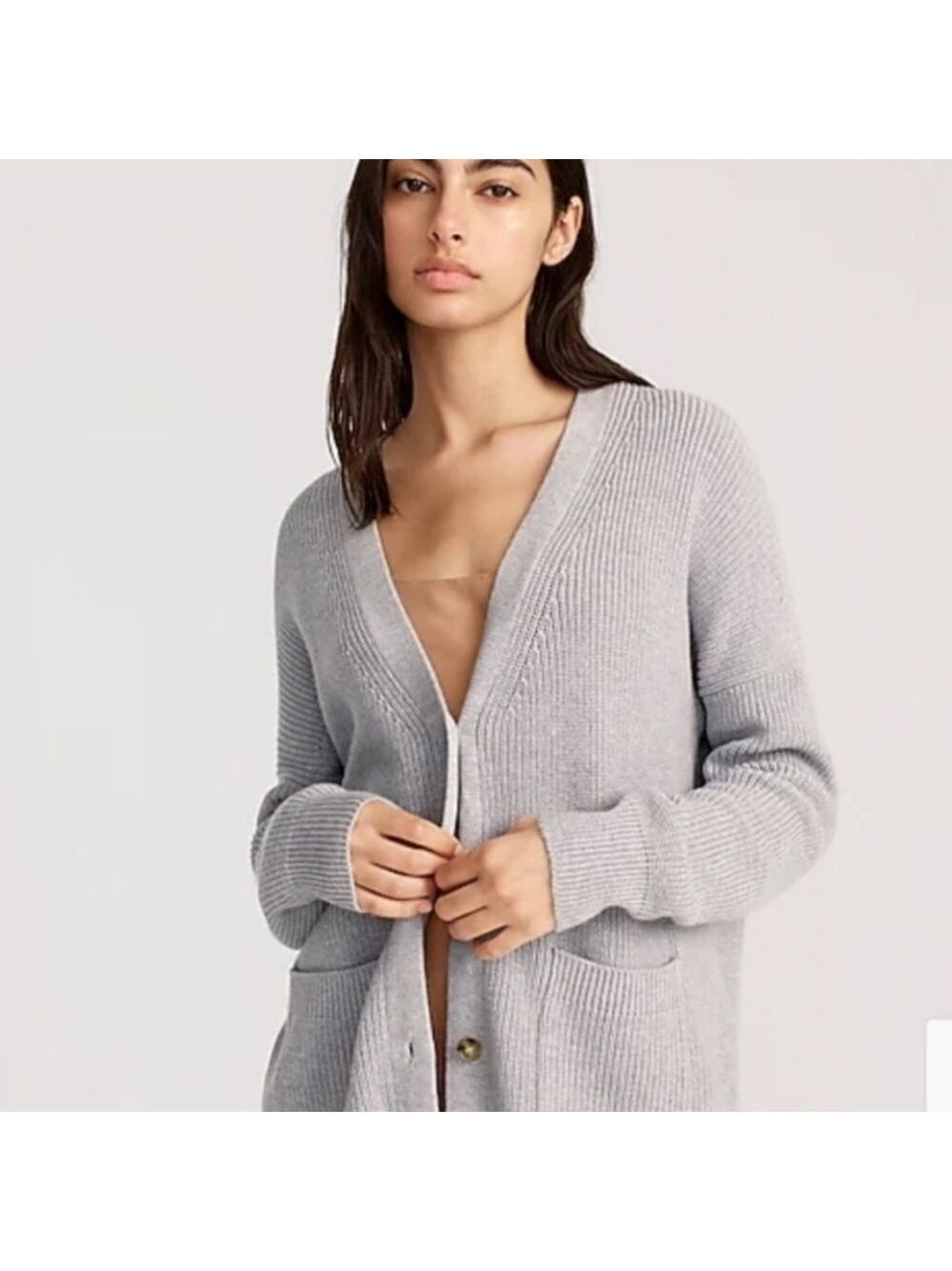 J. Crew Ribbed Cashmere V-Neck Cardigan Sweater Size XS - Picture 3 of 7